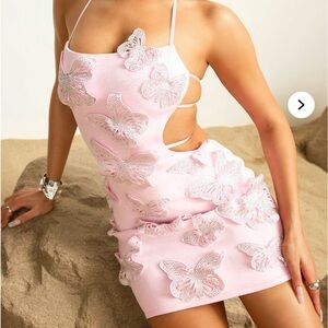 pink rhinestone butterfly dress